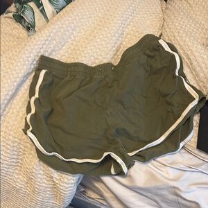 Olive Green Women's Shorts with White Trim